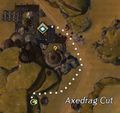 Fields of Ruin - Possible (Random) - Axedrag Cut: Southwest of the waypoint near a Hawkeye Griffon nest on the edge of the cliff.