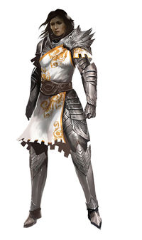 Seraph captains wear protector's armor with golden cloth.
