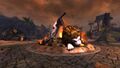 The fountain in flames during the Battle for Lion's Arch