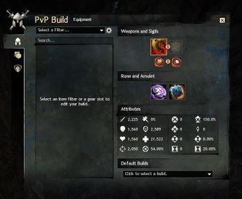 The historical PvP Build window.